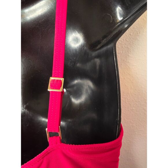 La Blanca Ruched One Piece Swimsuit Padded Cups Red Size 10 - Picture 11 of 11